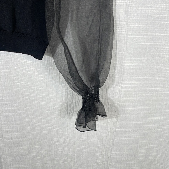 Endless Rose Organza Ruffle‎ Knit blouson sweater medium black - Picture 5 of 9